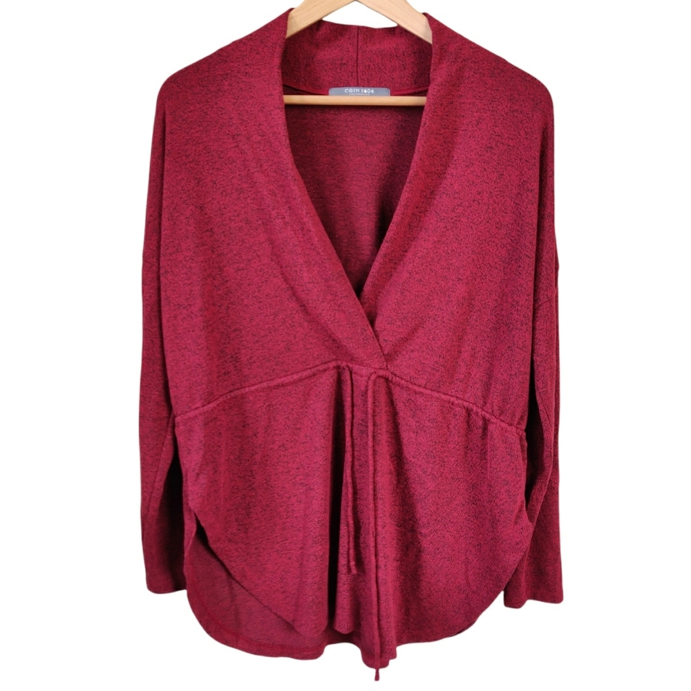 Coin 1804 Soft Maroon V-Neck Top Size Medium